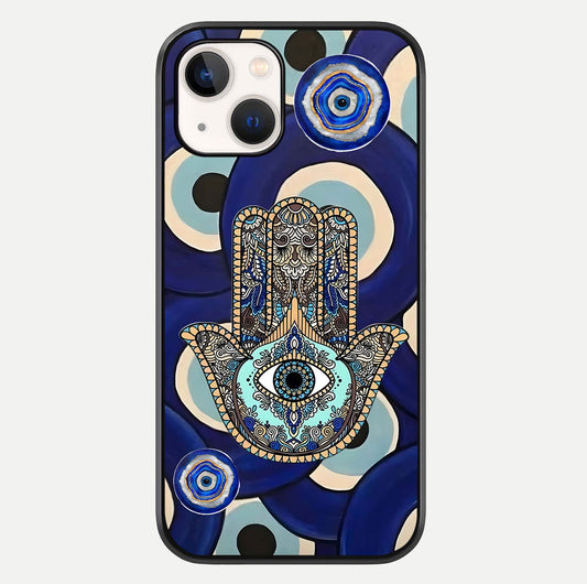 Hamsa Divine Guard Glass Case For iPhone 14 by Custom World