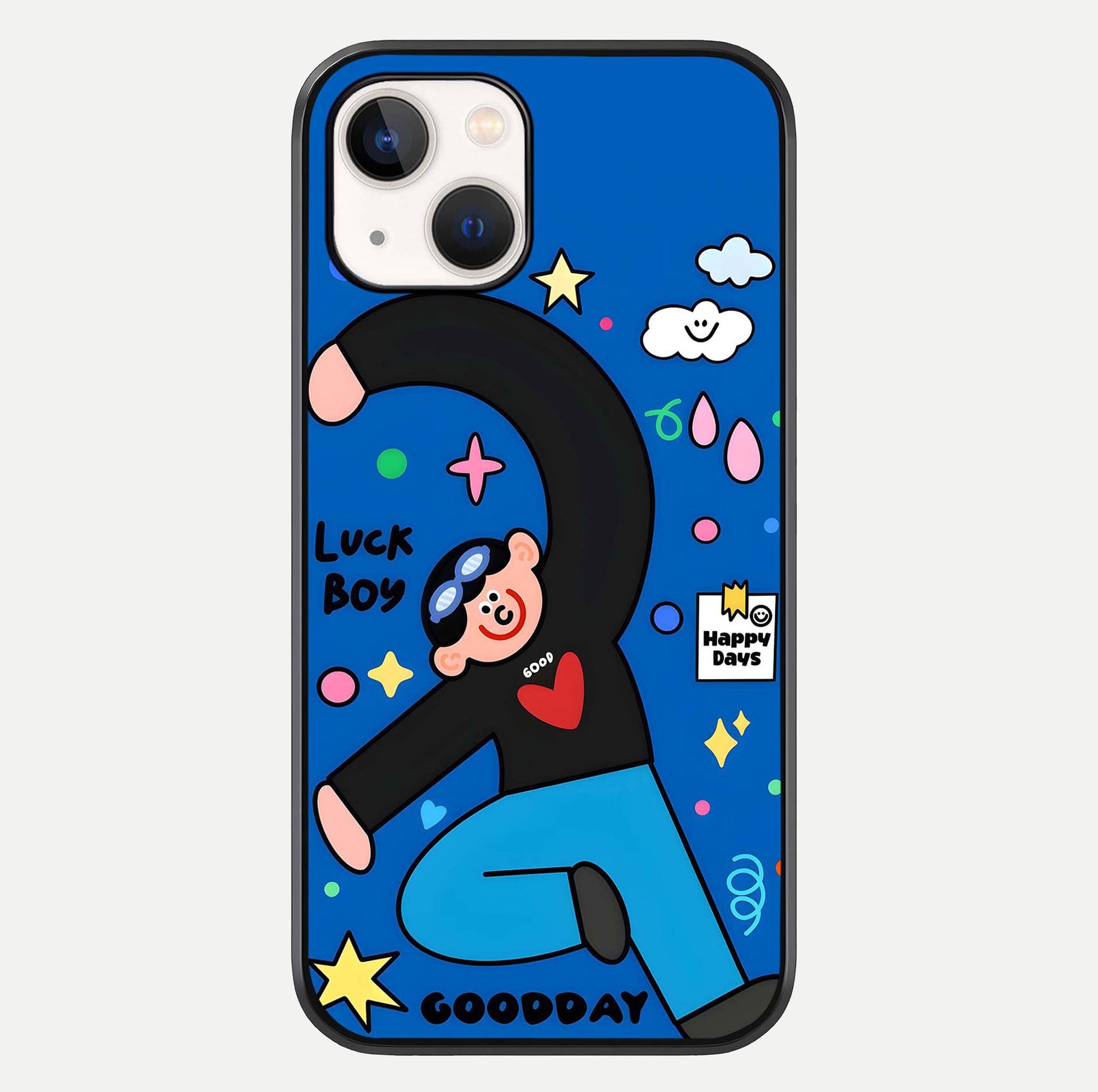 Happy Luck Vibe Glass Case For iPhone 14 by Custom World