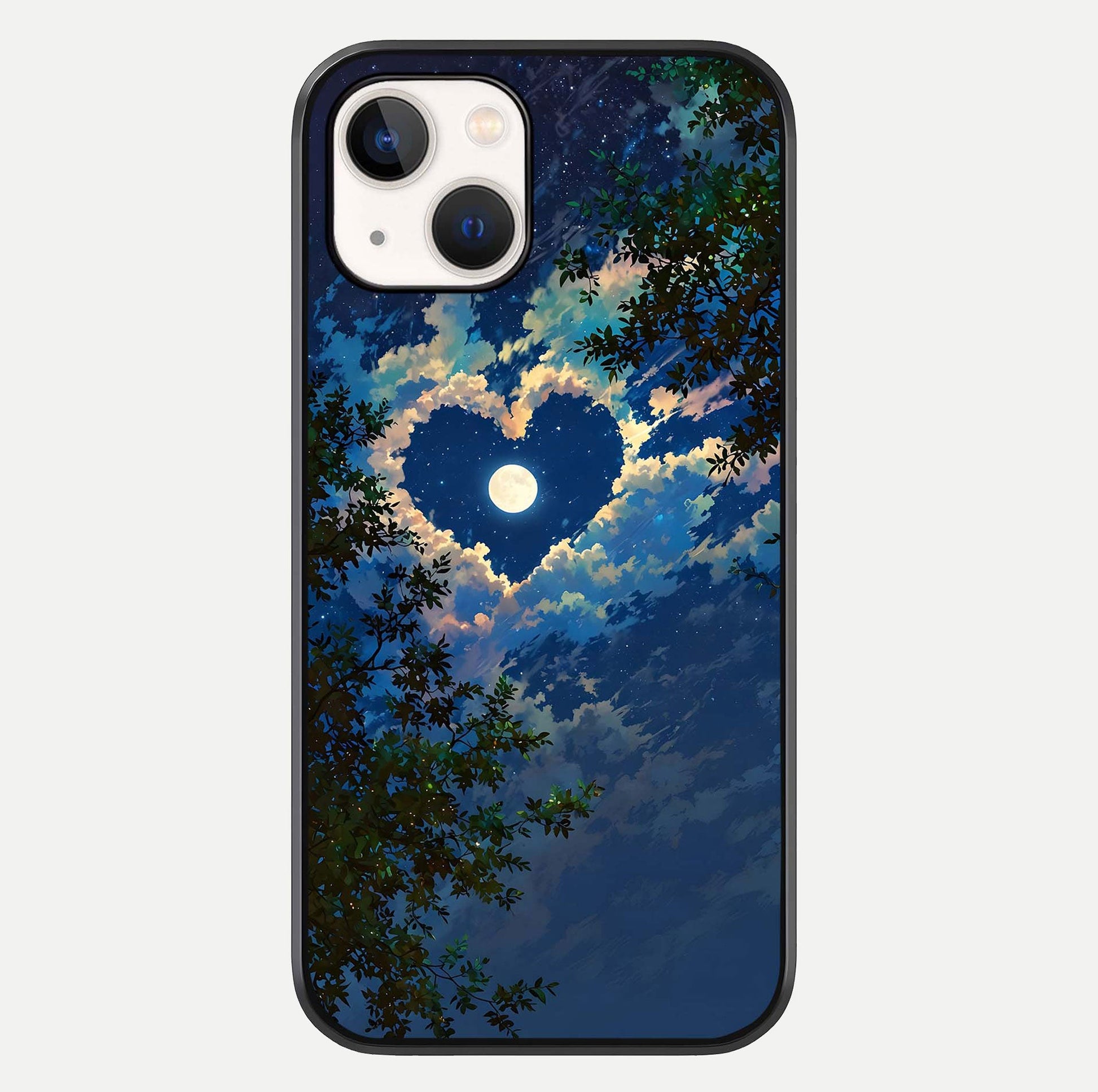 Heart With Moon Sky Glass Case For iPhone 14 by Custom World