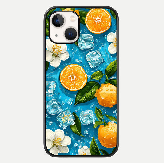 Ice Cube With Orange Glass Case For iPhone 14 by Custom World