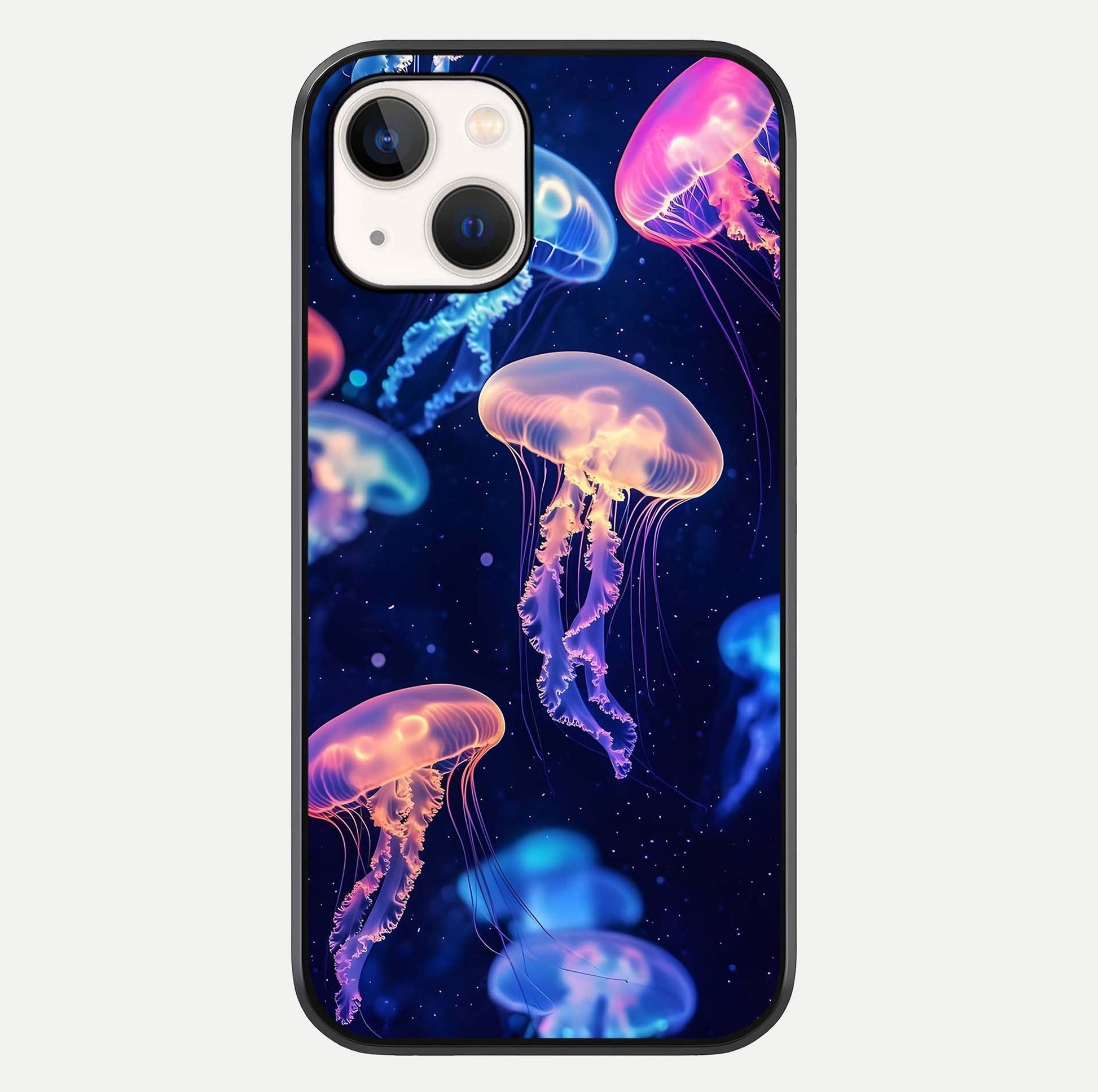 Jellyfish Pattern Glass Case For iPhone 14 by Custom World