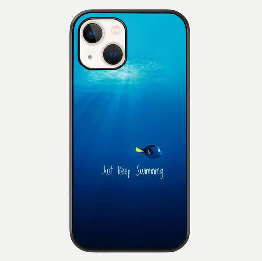 Just Keep Swimming Glass Case For iPhone 14 by Custom World
