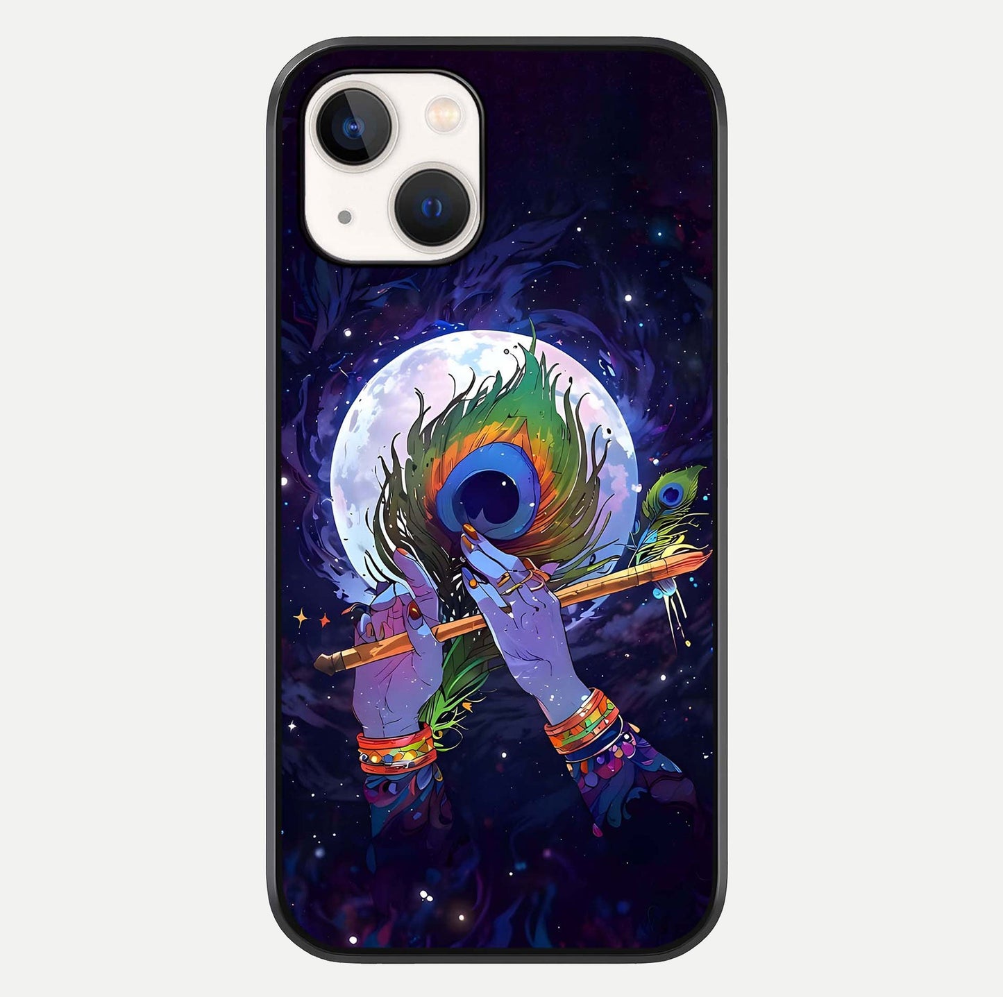 Krishna Hands Art Glass Case For iPhone 14 by Custom World