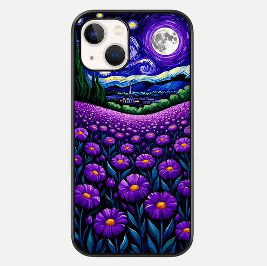 Lavender Moon Field Glass Case For iPhone 14 by Custom World