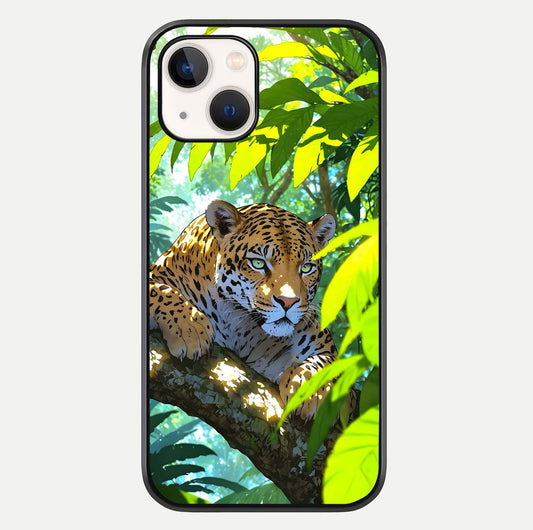 Leopard In Jungle Glass Case For iPhone 14 by Custom World