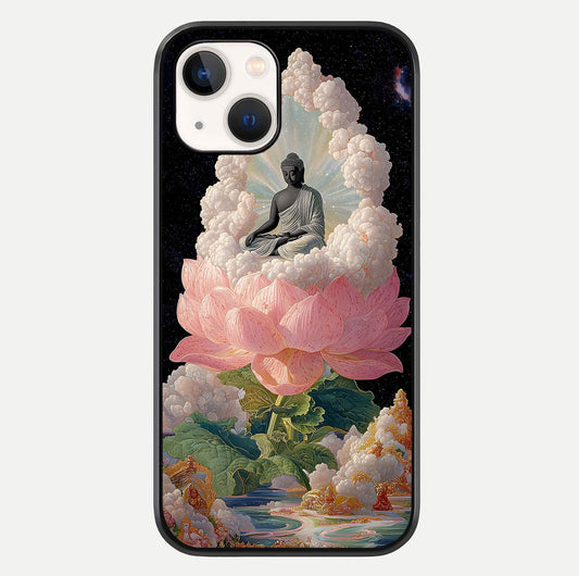 Lotus Divine Peace Glass Case For iPhone 14 by Custom World
