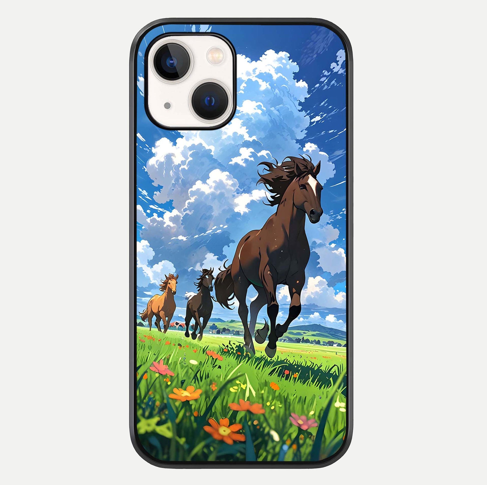 Majestic Horses Galloping Glass Case For iPhone 14 by Custom World