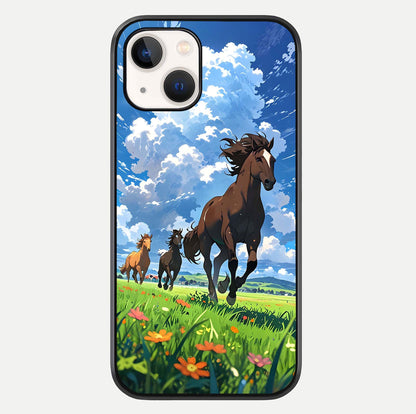 Majestic Horses Galloping Glass Case For iPhone 14 by Custom World