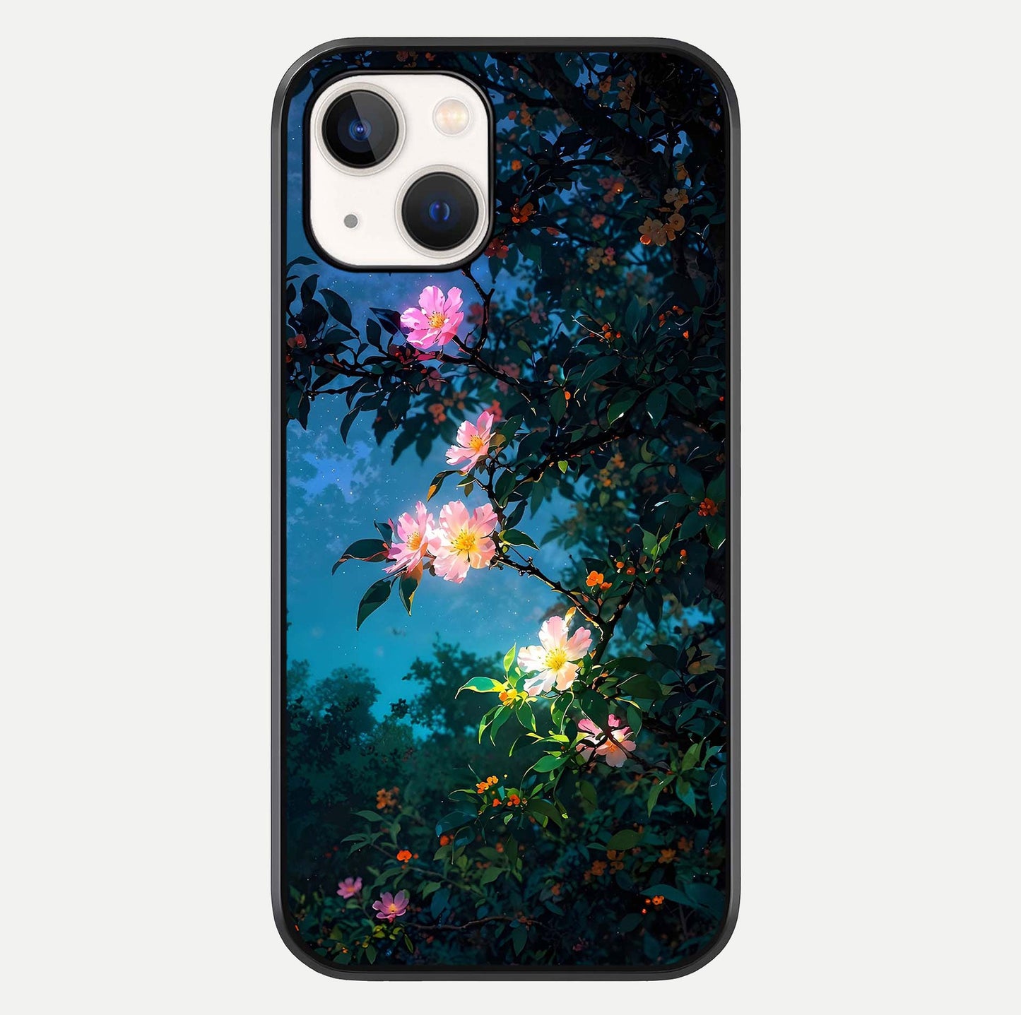 Midnight Bloom Glow Glass Case For iPhone 14 by Custom World