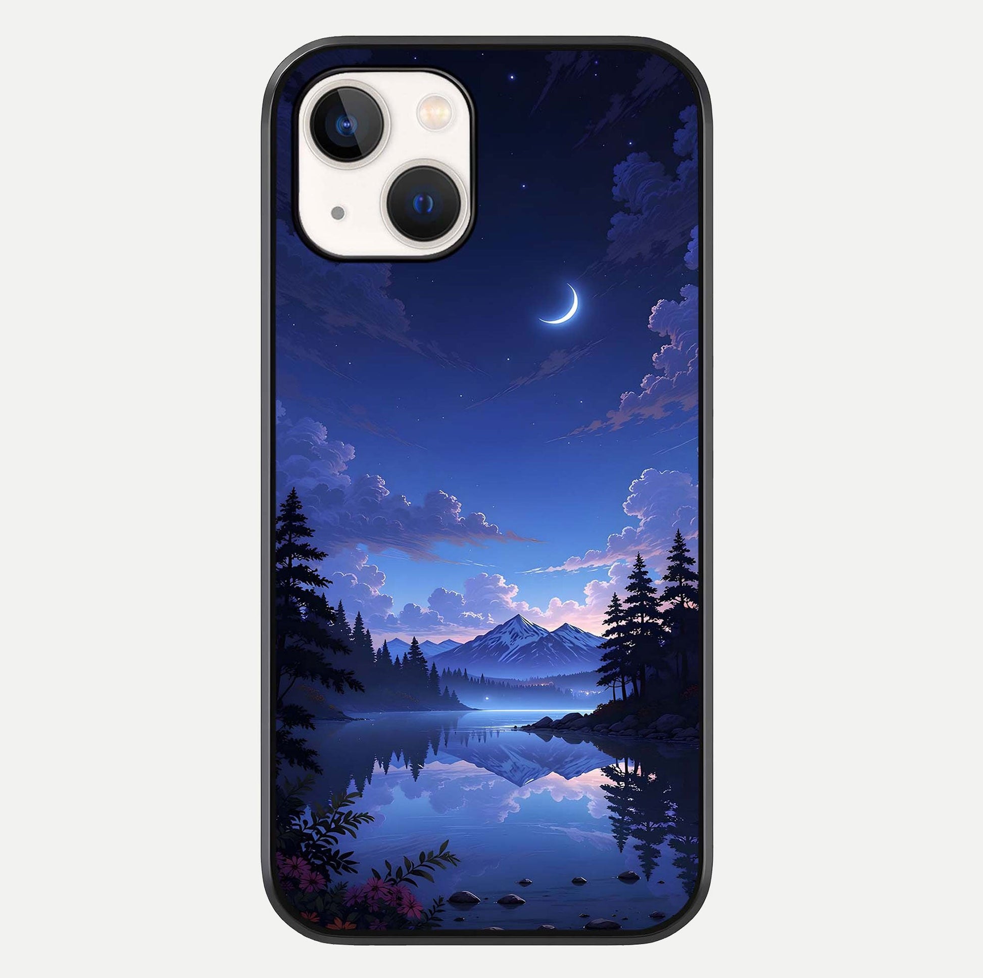 Midnight Lake Peace Glass Case For iPhone 14 by Custom World