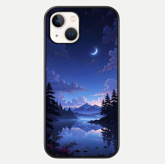 Midnight Lake Peace Glass Case For iPhone 14 by Custom World