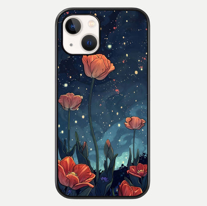 Midnight Tulip Glow Glass Case For iPhone 14 by Custom World