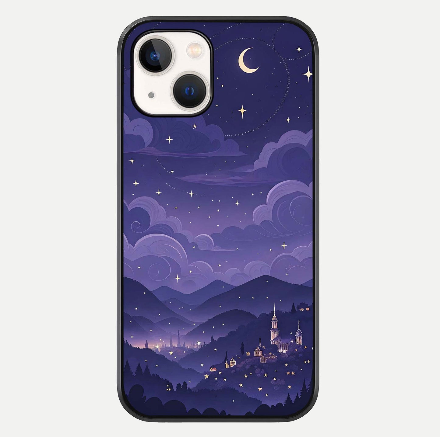 Minimal Night View Glass Case For iPhone 14 by Custom World