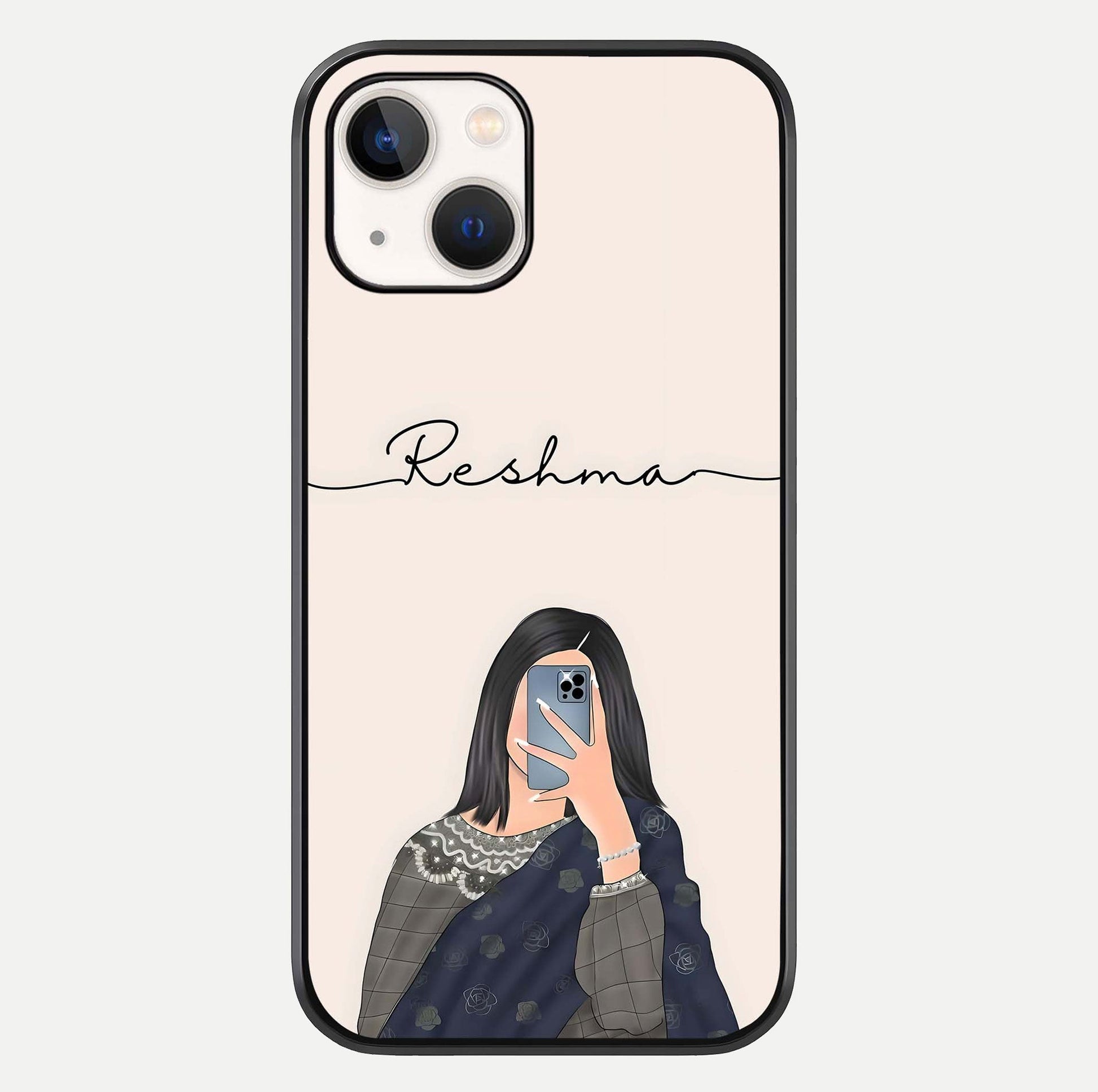 Mirror Mood Muse With Custom Name Glass Case For iPhone 14 by Custom World
