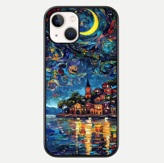 Moonlight Harbor Glow Glass Case For iPhone 14 by Custom World