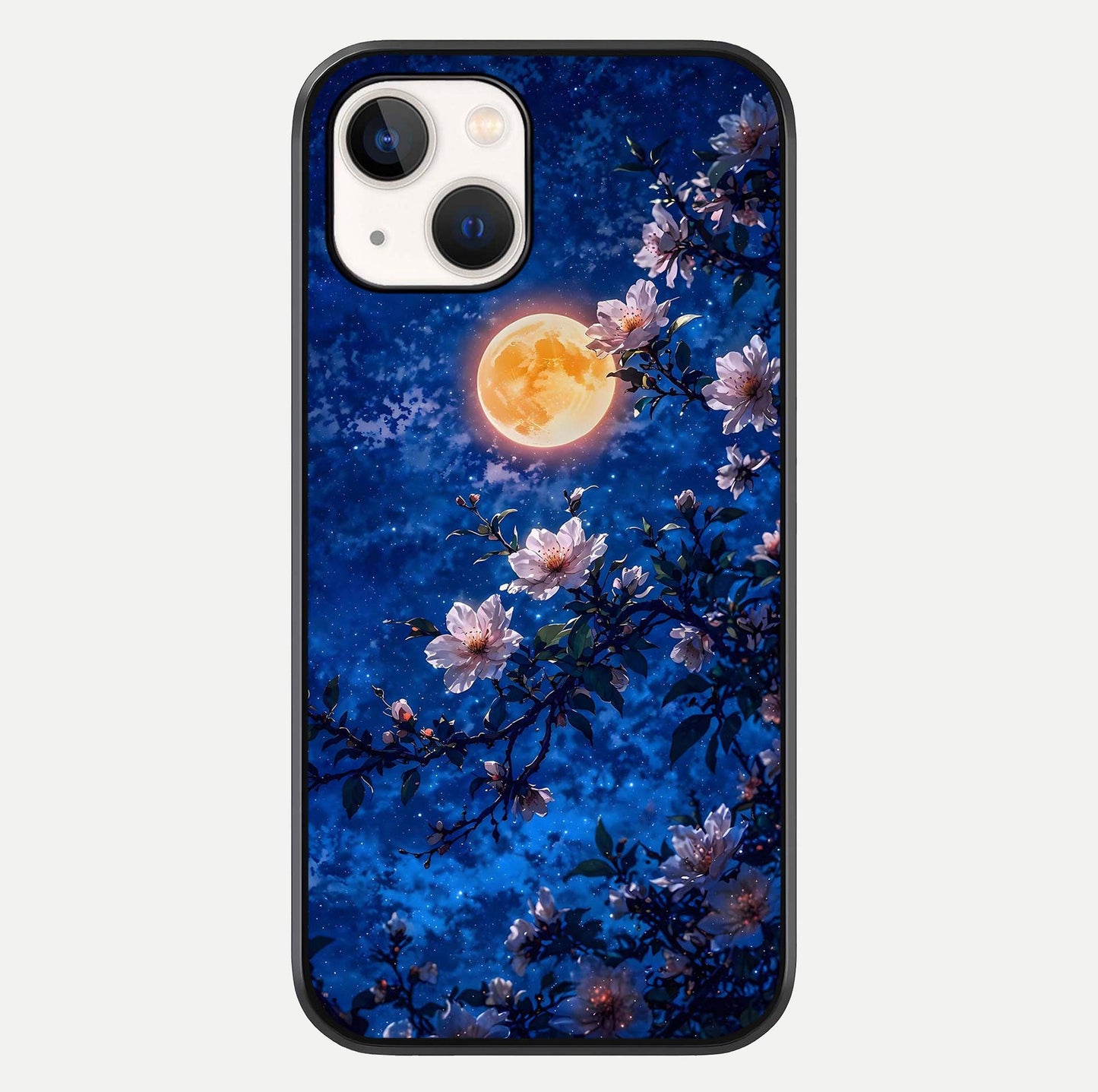 Moonlit Blossoms Night Glass Case For iPhone 14 by Custom World