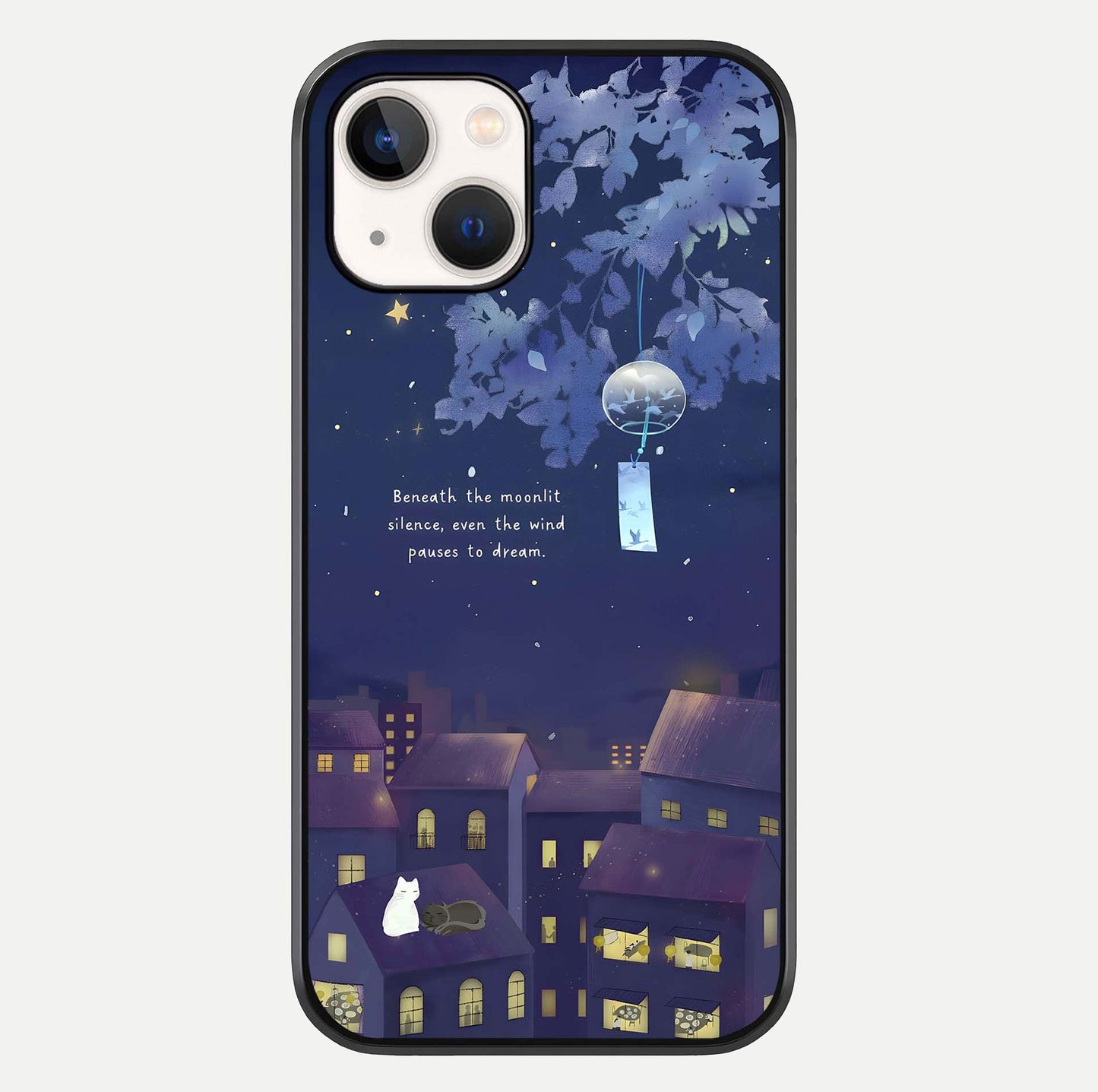 Moonlit Cat Silence Glass Case For iPhone 14 by Custom World