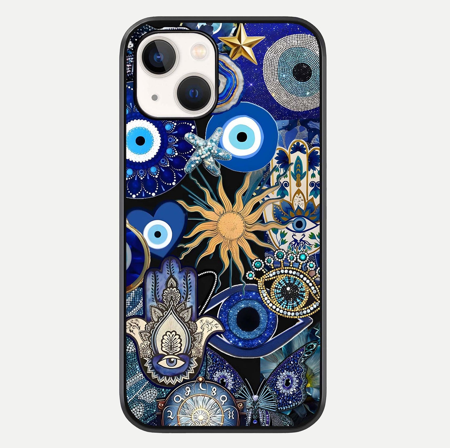 Mystic Blue Evil Eye Glass Case For iPhone 14 by Custom World