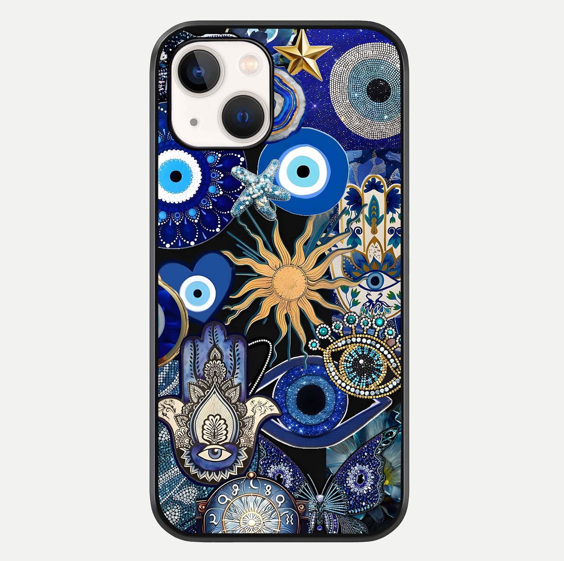 Mystic Blue Evil Eye Glass Case For iPhone 14 by Custom World