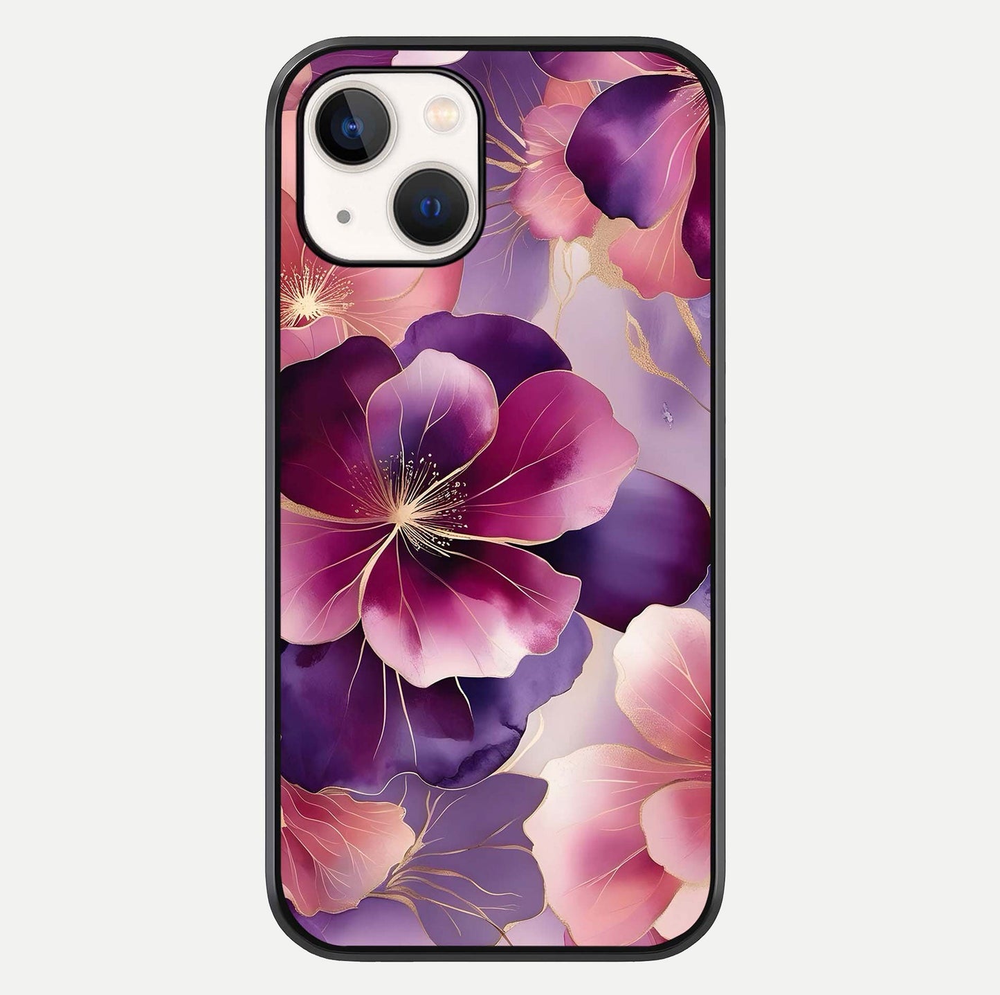 Pink Bouquet Florals Glass Case For iPhone 14 by Custom World