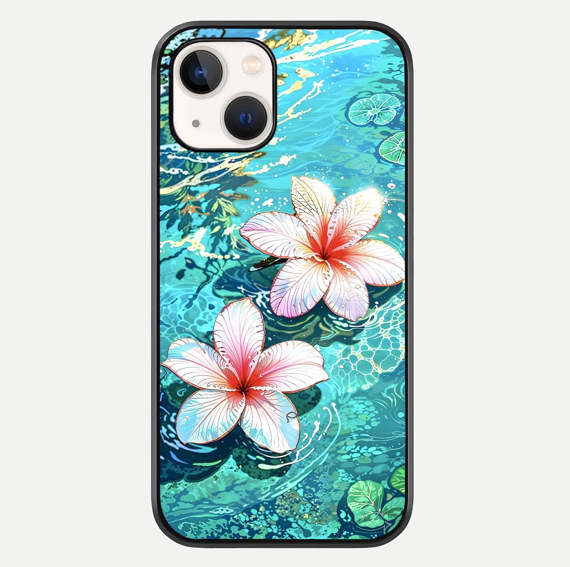 Pink Flowers in Water Glass Case For iPhone 14 by Custom World
