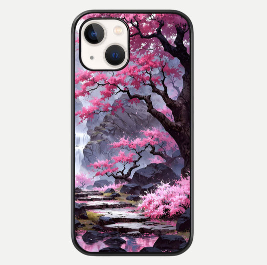 Pinkish Scenery Glass Case For iPhone 14 by Custom World
