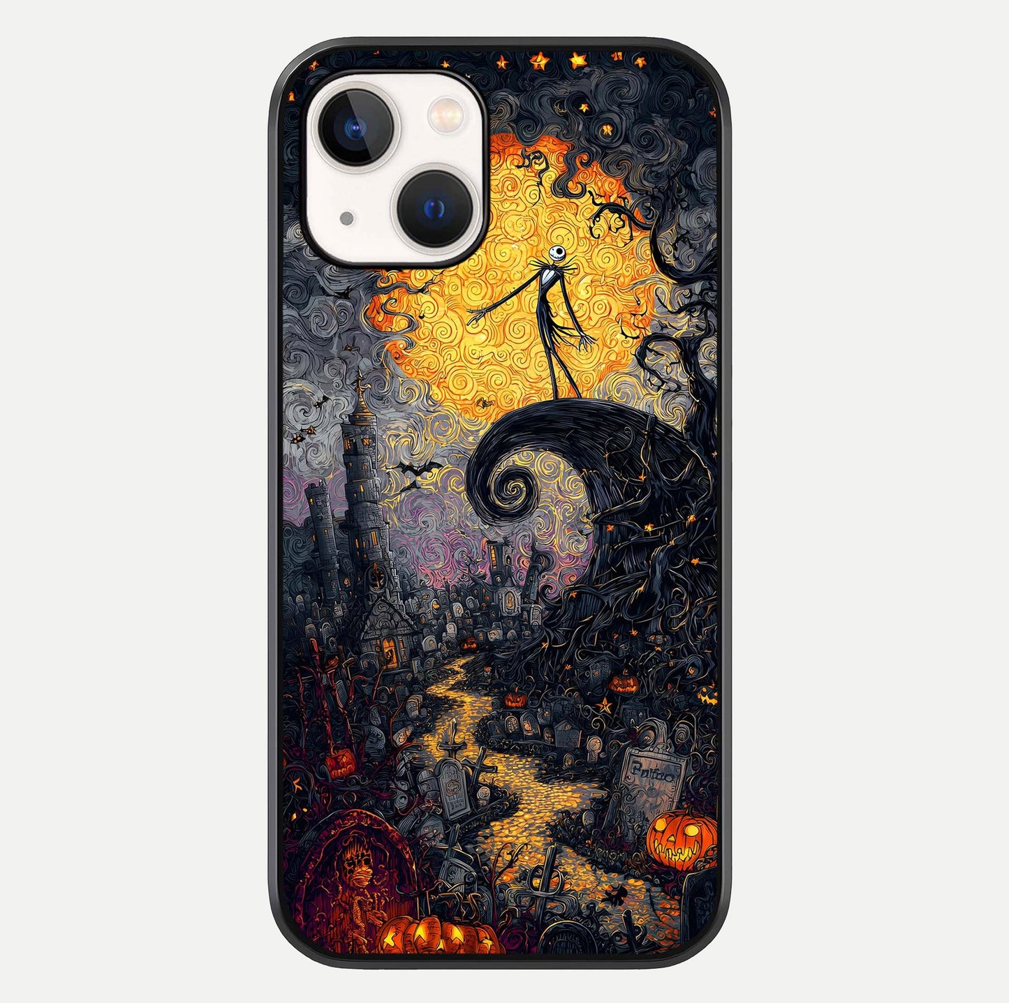 Pumpkin Moon Night Glass Case For iPhone 14 by Custom World