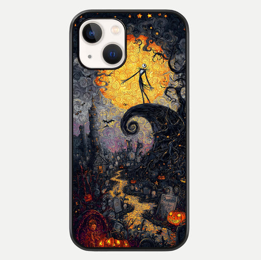 Pumpkin Moon Night Glass Case For iPhone 14 by Custom World