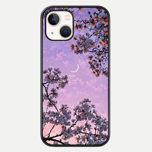 Purple Serenity Moon Glass Case For iPhone 14 by Custom World