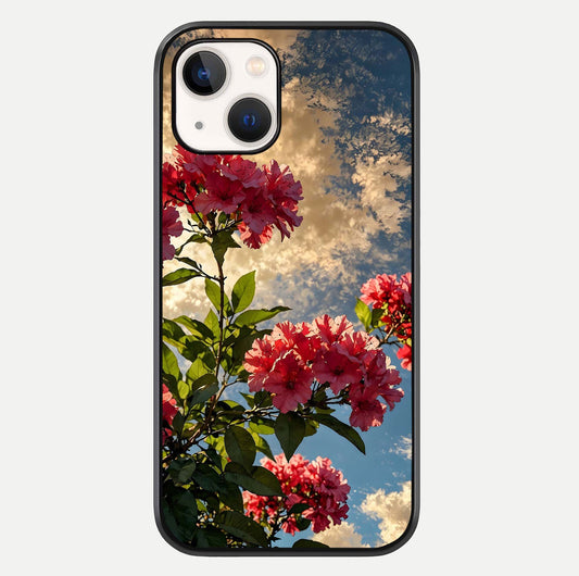 Red Bloom Skies Glass Case For iPhone 14 by Custom World