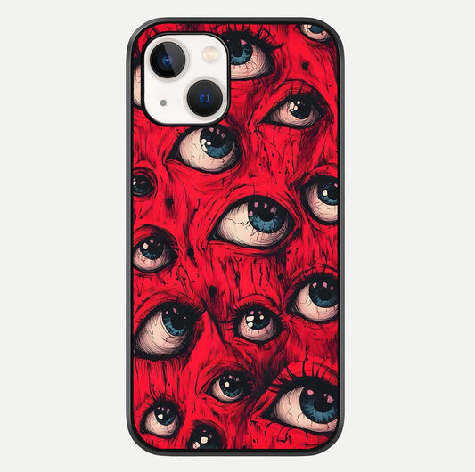 Red Eyes Pattern Glass Case For iPhone 14 by Custom World