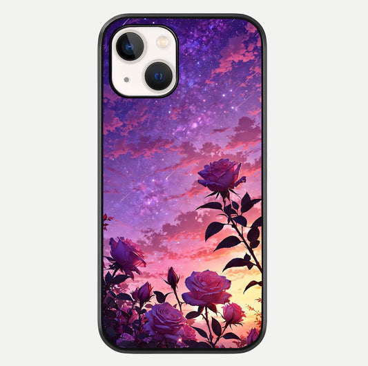 Starlit Rose Twilight Glass Case For iPhone 14 by Custom World