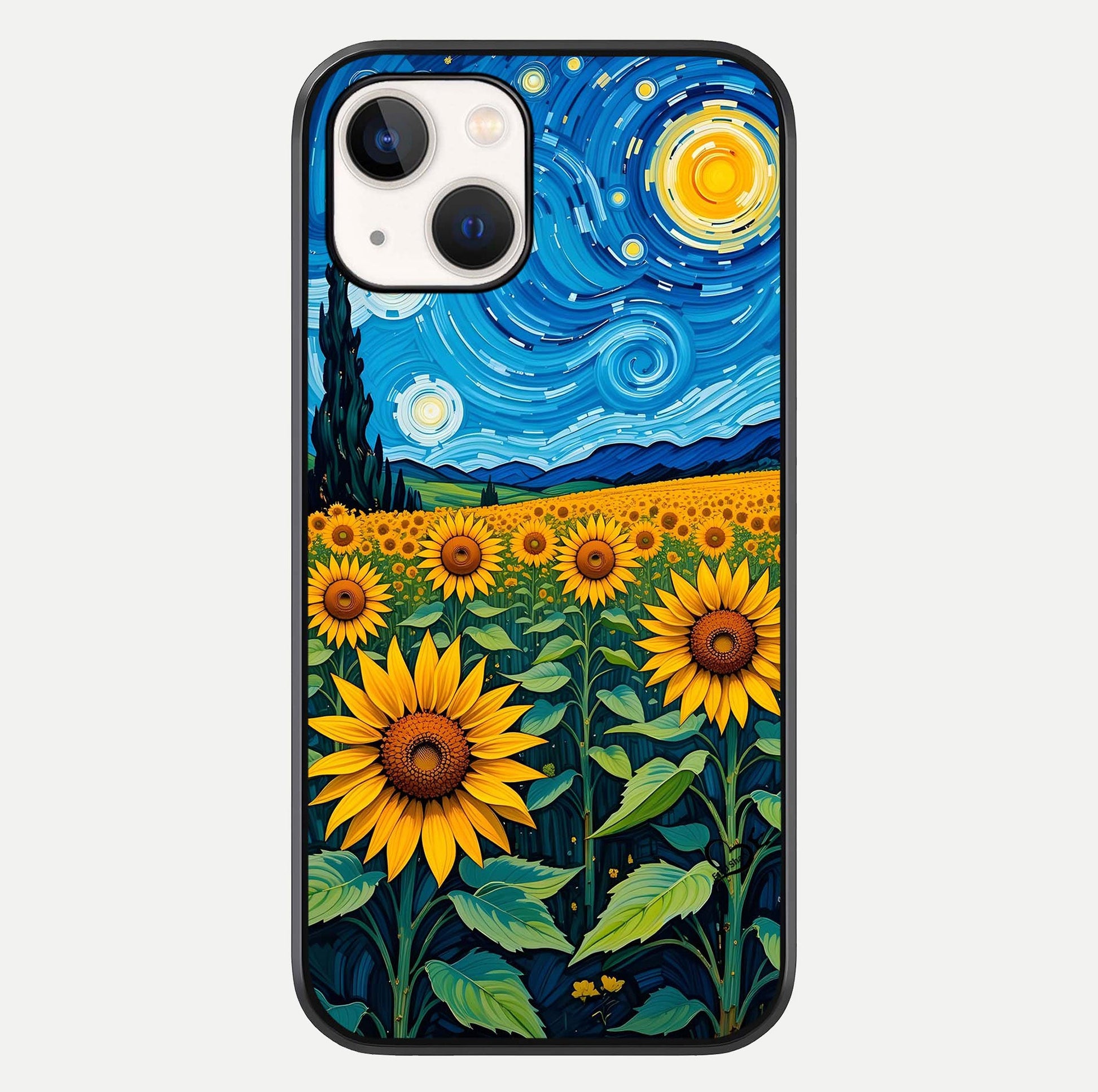 Starry Sunflower Dreams Glass Case For iPhone 14 by Custom World