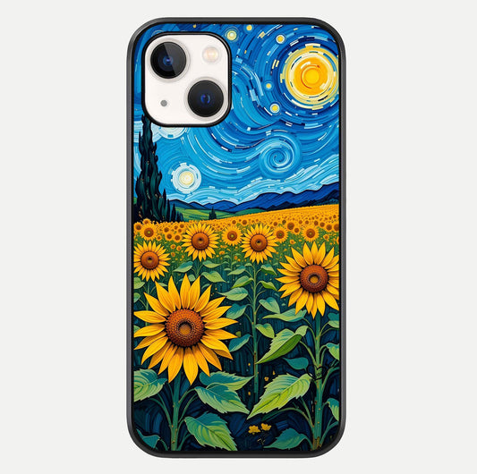 Starry Sunflower Dreams Glass Case For iPhone 14 by Custom World