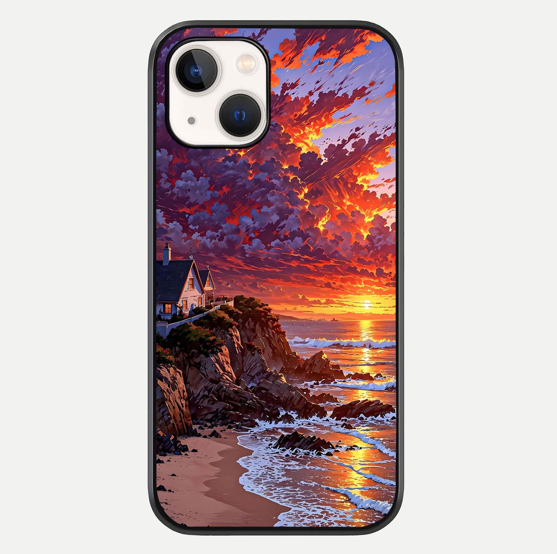 Sunset House By Sea Glass Case For iPhone 14 by Custom World