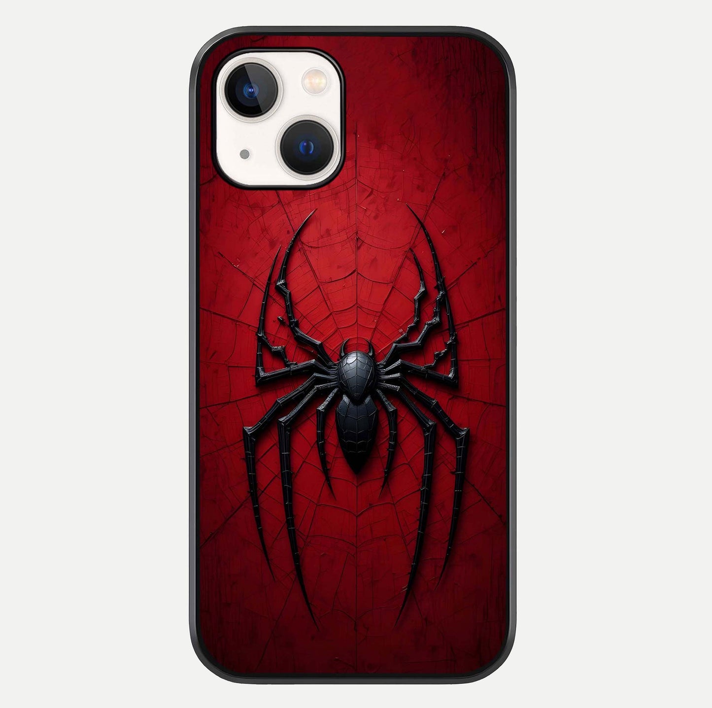 Superhero Web Emblem Glass Case For iPhone 14 by Custom World