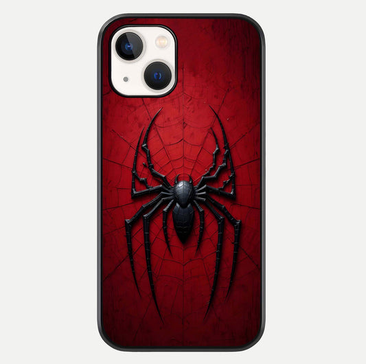 Superhero Web Emblem Glass Case For iPhone 14 by Custom World