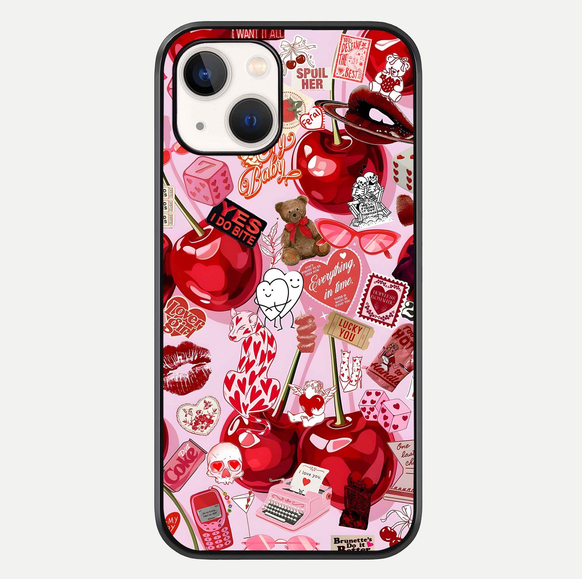 Sweet Cherry Chaos Glass Case For iPhone 14 by Custom World