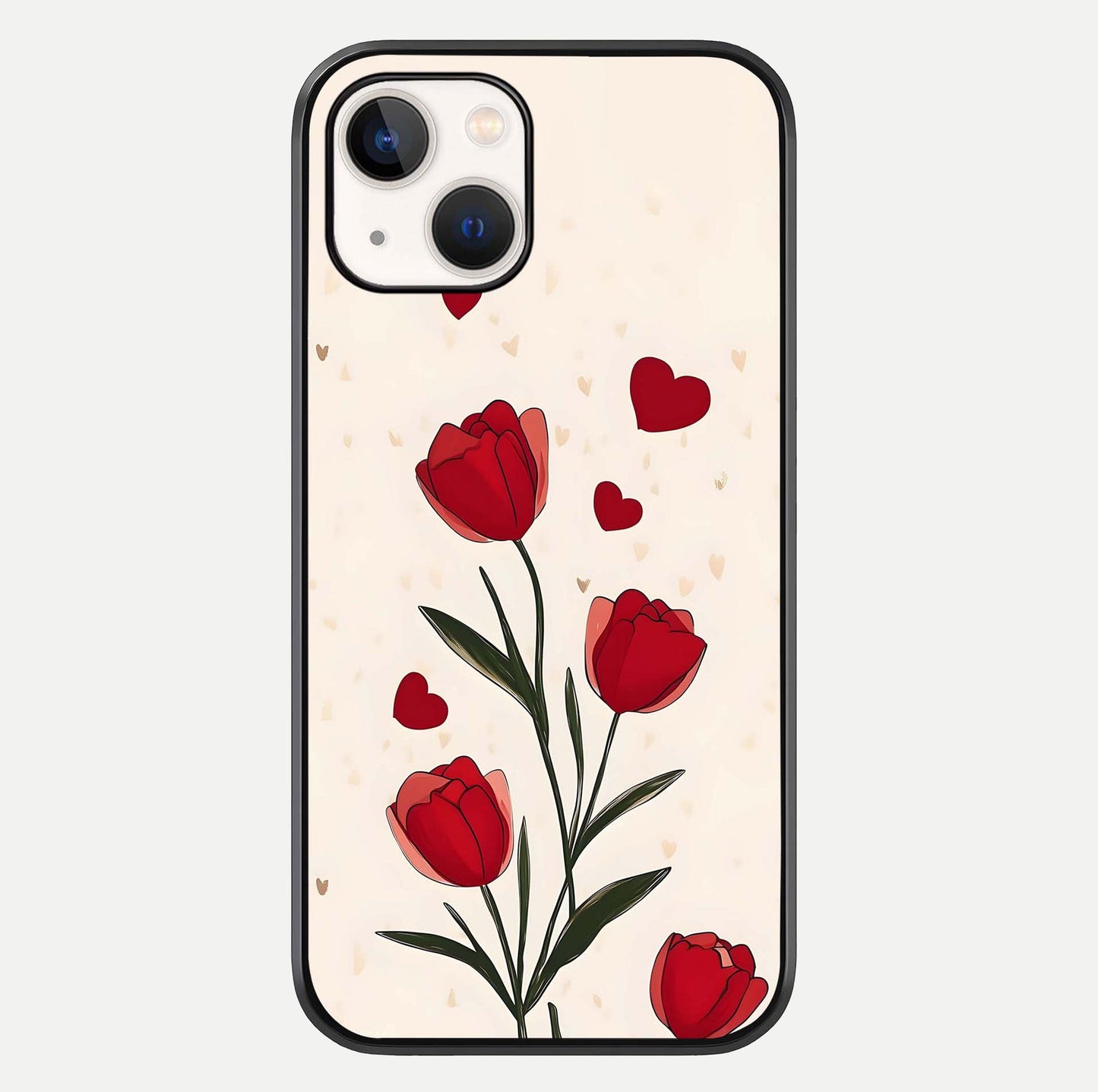 Tulip With Heart Glass Case For iPhone 14 by Custom World
