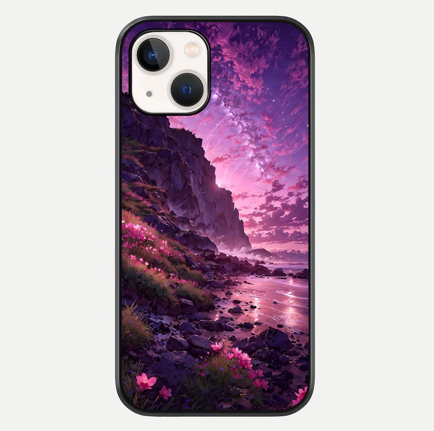 Twilight Blossom Coast Glass Case For iPhone 14 by Custom World