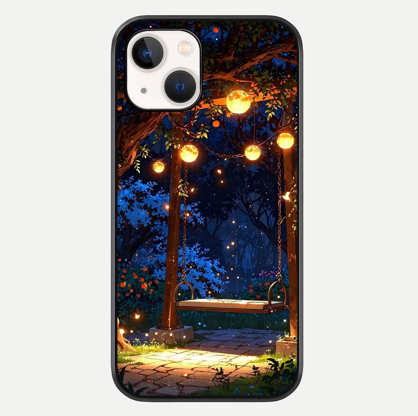 Twilight Garden Swing Glass Case For iPhone 14 by Custom World