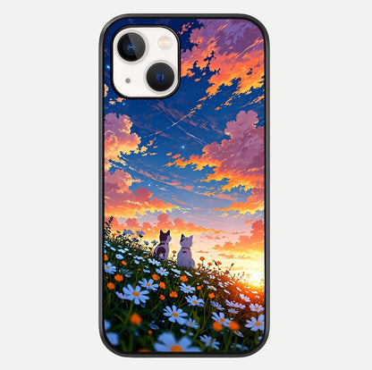 Two Cats Friends Glass Case For iPhone 16 Pro by Custom World