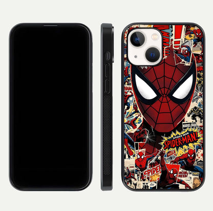 Aesthetic Wonder Spider Glass Case for iPhone 16 Pro dual-view layout showing premium glass shine and strong edge design