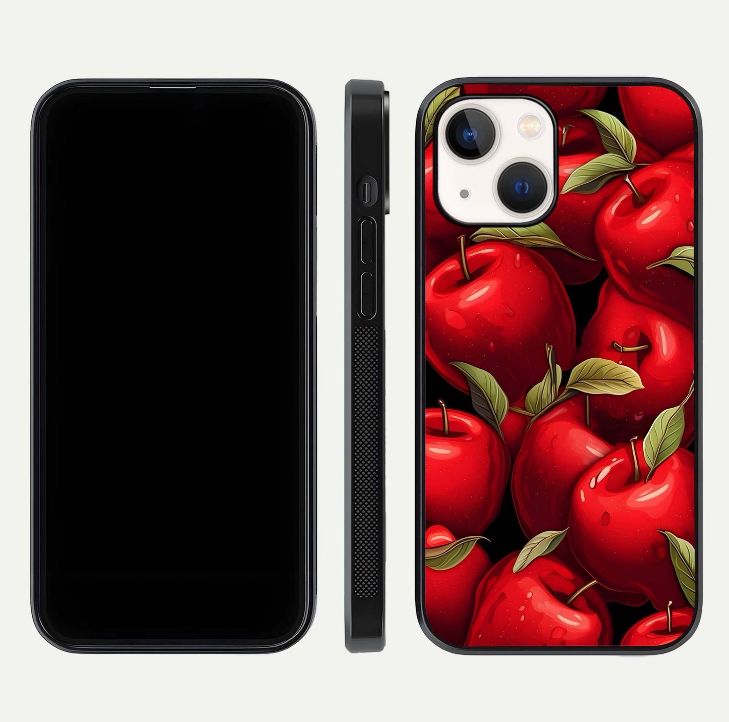 Apple Pattern Glass Case for iPhone 16 Pro front and back layout highlighting clean lines and protective glass finish