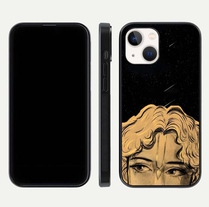 Celestial God’s Plan Glass Case for iPhone 14 front & back layout showing smooth finish and spiritual art