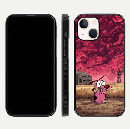 Courage Under Sky Glass Case for iPhone 14 dual-view layout displaying text alignment and glass finish