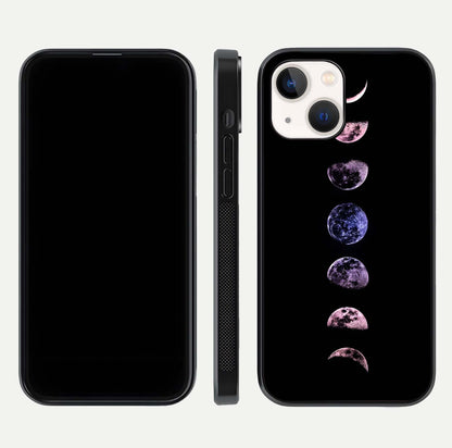 Crimson All Planets Glass Case for iPhone 14 dual-view layout displaying crimson tones and curved edges
