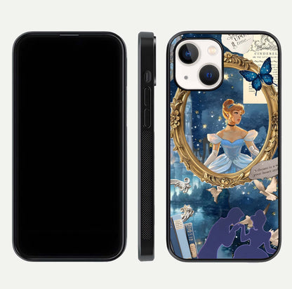 Midnight Queen Glass Case for iPhone 14 front & back layout displaying regal tones and smooth edges