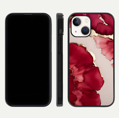 Pink & White Marble Glass Case For iPhone 14
