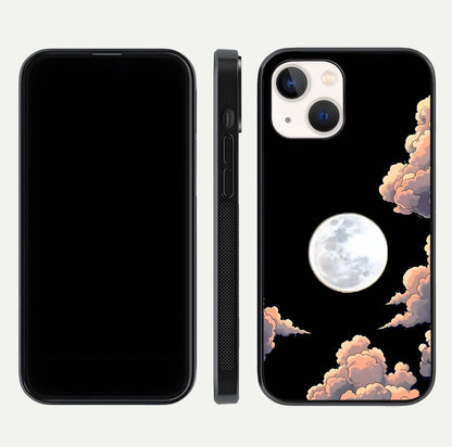 Shade Cloud Moon Glass Case for iPhone 14 front & back layout showing soft gradient tones and edges